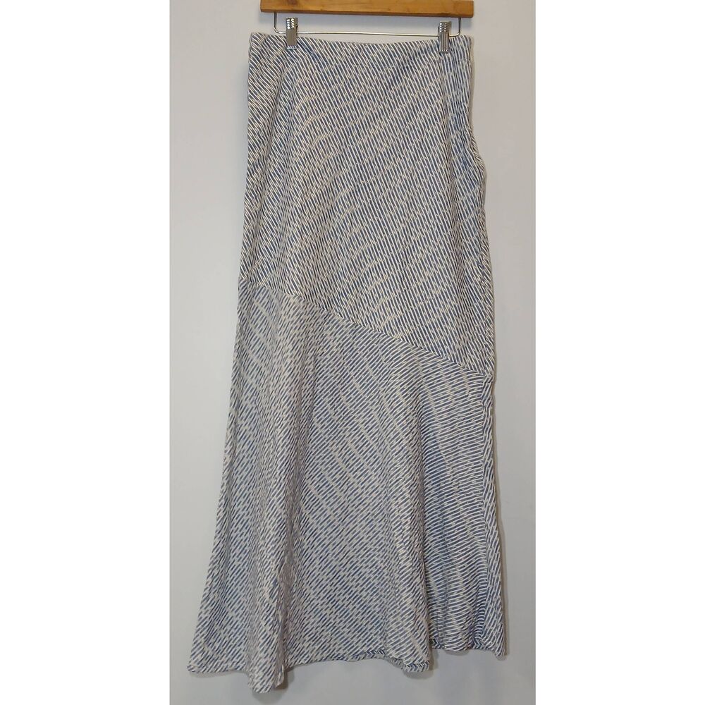 Brass tacks womens size 6 maxi skirt linen cotton blue  heathered ankle boho
